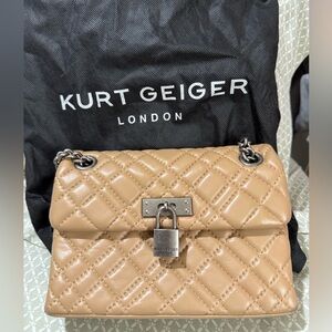 Kurt Geiger Tan Quilted Shoulder Bag with Gunmetal Chain Strap